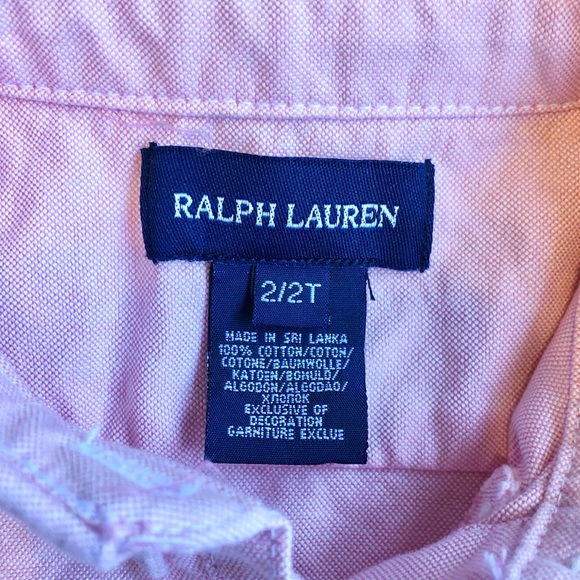 EUC Ralph Lauren Girl’s Collared Oxford Shirt Dress-Pink with Striped Belt - Picture 6 of 6